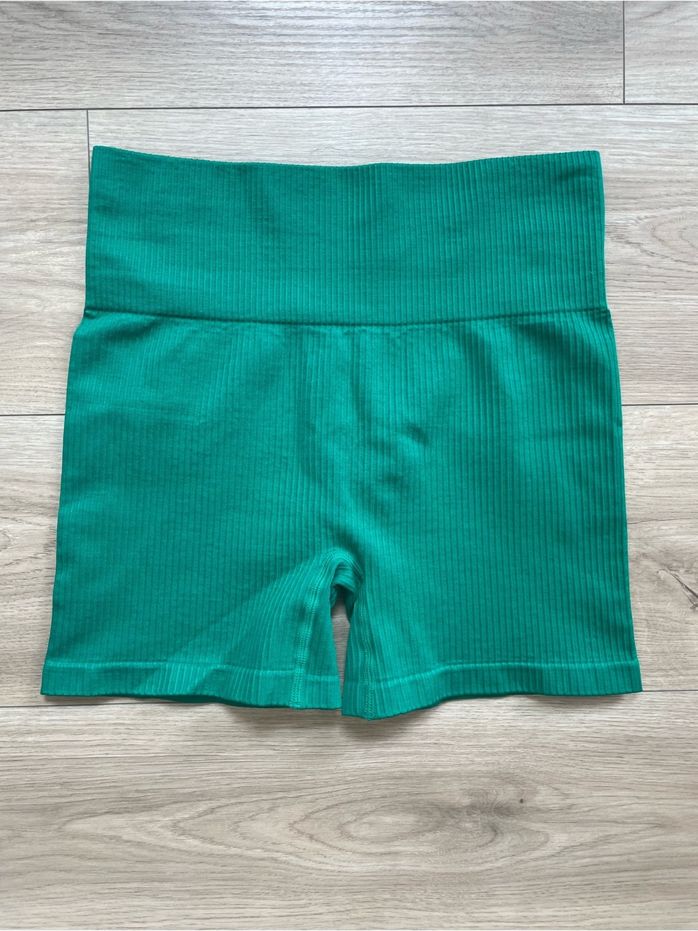 ZYIA Emerald Green Ribbed Bike Shorts